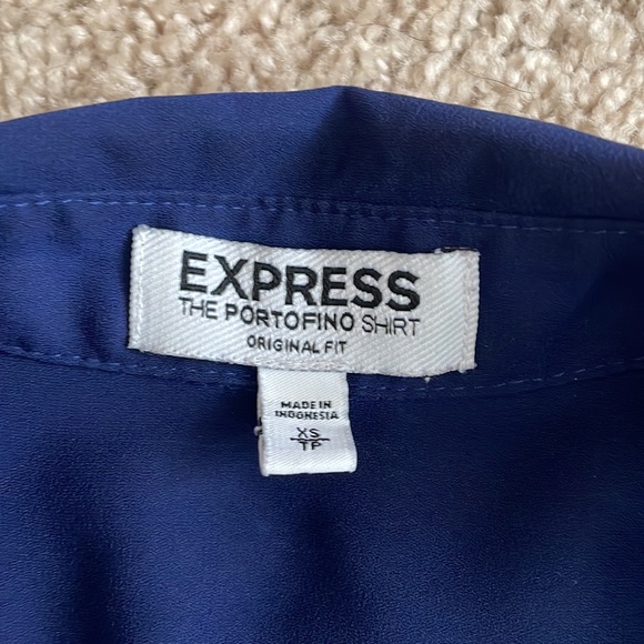 Navy blue with white detail button down from Express - Picture 3 of 7
